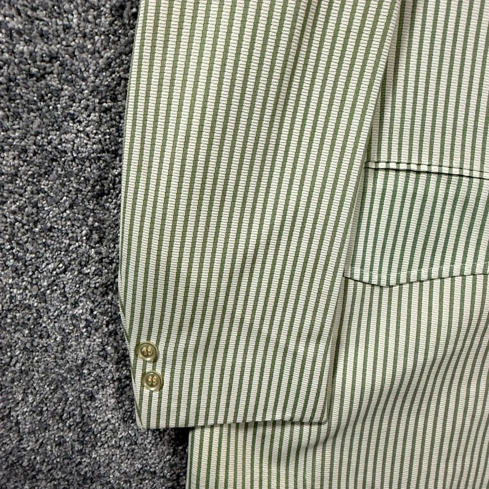 Palm Beach Vintage Mens 42R Blazer Green White Striped Sport Coat